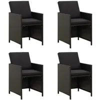 VidaXL Gartenstühle mit Kissen 4 Stk. Poly Rattan Schwarz