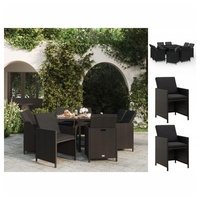 VidaXL Polyrattan Garten-Essgruppe 9-tlg. schwarz inkl. Auflagen 3095506