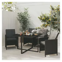 VidaXL Polyrattan Garten-Essgruppe 5-tlg. schwarz inkl. Auflagen  3095504
