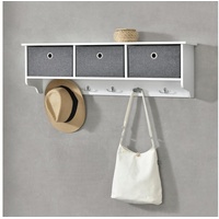 [en.casa] Wandgarderobe Horsens mit Aufbewahrungsboxen 100x20x30cm Weiß/Grau