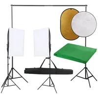 VidaXL Fotostudio-Set mit Beleuchtung, Hintergrund und Reflektor