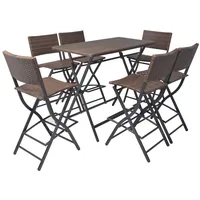 VidaXL 7-tlg. Garten-Essgruppe Klappbar Stahl Poly Rattan Braun