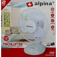 Alpina Tischventilator Ventilator Tischlüfter Luftkühler Alpina Ø23cm Standventilator