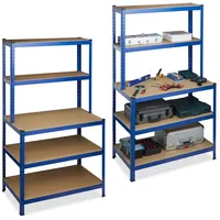 Relaxdays 2 x Schwerlastregal, mit Werkbank, Traglast 900 kg,