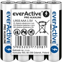 Everactive AAA Batterien 4er Pack, Pro Alkaline, LR03 R03