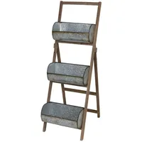Buri Pflanztreppe mit 3 Zink Pflanztöpfen Blumenständer Pflanzenständer Blumenkasten