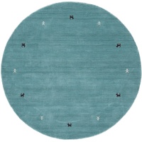 Carpetfine Wollteppich Gabbeh Uni Rund Türkis Ø 80 cm