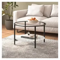 VidaXL Beistelltisch Schwarz und Weiße Marmor-Optik 70 cm Hartglas