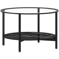 VidaXL Beistelltisch Schwarz und Schwarze Marmor-Optik 70 cm Hartglas