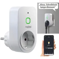 Luminea Home Control Smarte WLAN-Dimmer-Steckdose mit Phasenabschnittsdimmer bis 200