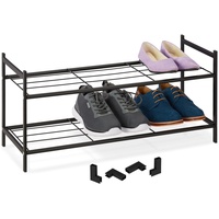 Relaxdays Metall Schuhregal, 2 Ebenen, stapelbar, Flur Schuhgestell HBT