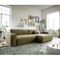 DeLife Ecksofa Lazaro 300x160 cm Samt Olive Ottomane rechts