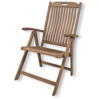 INKOSPOR Klappsessel Timor Teakholz/Messingbeschläge 5-fach verstellbar Hochlehner 72x62x106 cm