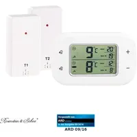 Rosenstein & Söhne Digitales Kühl- & Gefrierschrank-Thermometer, 2 Funk-Sensoren,