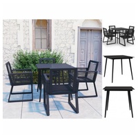 VidaXL 5-tlg. Garten-Essgruppe PVC Rattan Schwarz