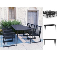 VidaXL  Garten-Essgruppe 7-tlg. Tisch 190 x 90 cm schwarz
