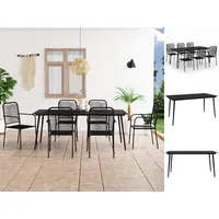 VidaXL 7-tlg. Garten-Essgruppe Baumwollseil und Stahl Schwarz