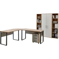 BMG Möbel Büro Office 3 Weiß/Sonoma Eiche