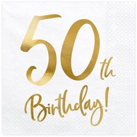 Partydeco 50. Geburtstag 20 Servietten Gold