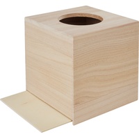 VBS Kosmetiktuch-Box, Rohholz, runde Öffnung, ca.14x14x13,5cm