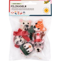 Folia Deko-Anhänger Filzkugeln Wintertiere mehrfarbig