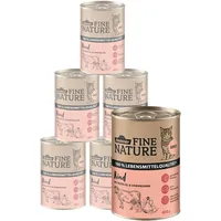 Dehner Fine Nature Nassfutter für Katzen, Rind, 6 x