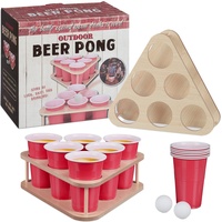 Relaxdays Beer Pong Set, 16 TLG. Bierpong Spiel, 12