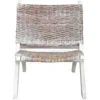 VidaXL Relaxstuhl Weiß Natur Kubu-Rattan und Massivholz Mahagoni