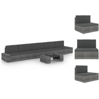 VidaXL 6-tlg. Garten-Lounge-Set mit Kissen Grau Poly Rattan