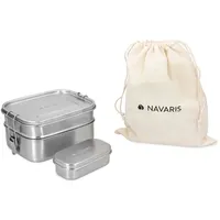 Navaris Brotdosen Set 3-teilig - Doppeldecker Lunch Box aus