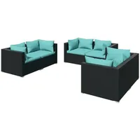 VidaXL 6-tlg. Garten-Lounge-Set mit Kissen Poly Rattan Schwarz