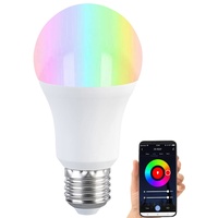 Luminea Home Control LED-Lampe E27, RGB-CCT, 9W (ersetzt 75W),
