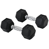 Homcom Hexagon Gummi-Hantel Griff Gerändelt Gewichte Metall Gummi Schwarz
