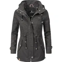 Marikoo Damen, leichte Übergangsjacke Baumwoll-Parka mit Kapuze Nyokoo schwarz,