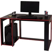 Mendler Schreibtisch HWC-J26, Computertisch Bürotisch, 120x60x76cm - schwarz-rot