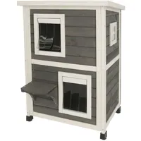 Kerbl Katzenhaus Family 57x55x80 cm Grau und Weiß