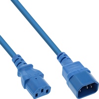 InLine InLine® Kaltgeräteverlängerung, C13 auf C14, blau, 0,5m