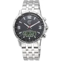 Ett Eco Tech Time EGS-11551-21M Funk-Solar Herrenuhr, Professional Stahl/Schwarz