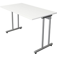 Kerkmann Schreibtisch weiß rechteckig, C-Fuß-Gestell silber 120,0 x 65,0