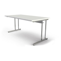 Kerkmann Schreibtisch weiß rechteckig, C-Fuß-Gestell chrom 160,0 x 80,0