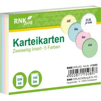 RNK Verlag Karteikarten liniert farbig sortiert, 100 St.-Packung -