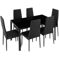 Tectake tectake® Esszimmergruppe, 7-teilig, gepolstert mit Kunstlederbezug, bodenschonende Kunststoffkappen