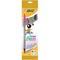 BIC Kugelschreiber Cristal Fun transparent, Schreibfarbe: farbsortiert, 4 St.