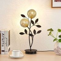 LUCANDE Tischleuchte Evory, 48 cm, 2-flg., schwarz/gold, G9