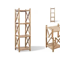 VidaXL Standregal mit 4 Böden Quadratisch Bambus