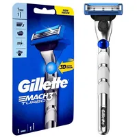 Gillette Mach3 Turbo 3D Rasierer Herren mit verbesserten Feuchtigkeitsstreifen,