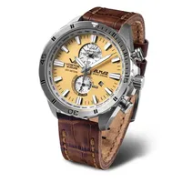 Vostok Europe YM8J-320A655 in klassischem Braun, wasserdicht. - Braun/beige