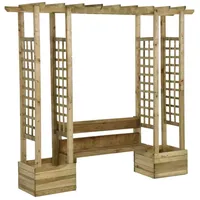 VidaXL Garten-Pergola mit Bank Pflanzkübeln Kiefernholz Imprägniert