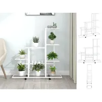 VidaXL Blumenständer auf Rollen 94,5x25x92,5 cm Weiß Metall