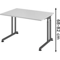 Hammerbacher Schreibtisch lichtgrau rechteckig, C-Fuß-Gestell grau 120,0 x 80,0